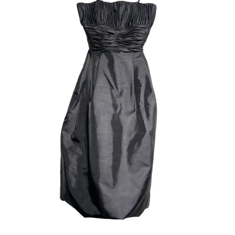 Mori Lee Strapless Taffeta Cocktail Little Black Dress Poofy Skirt Size 2